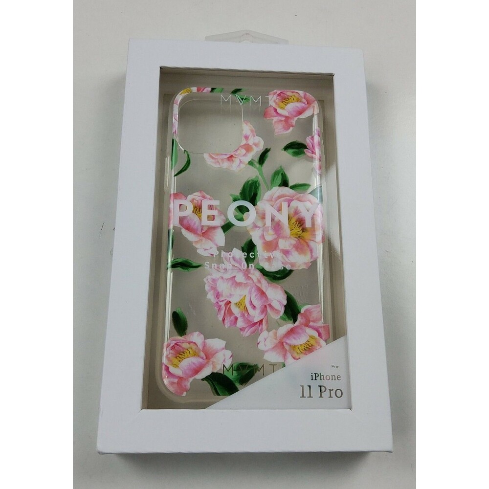 MVMT iPhone 11 Pro Case Clear With Pink Peony Flowers Protective Snap-On